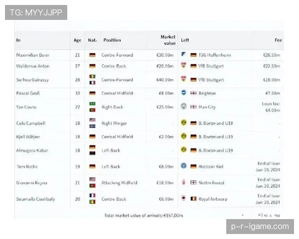 德甲夏窗引援活跃，多队强势补强阵容